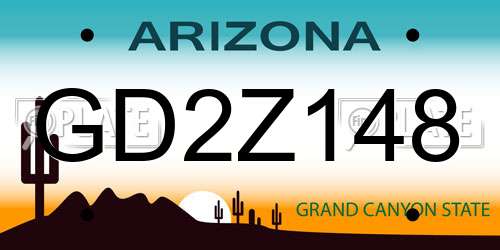 GD2Z148 Arizona License Plate