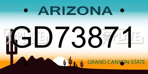 GD73871 Arizona License Plate