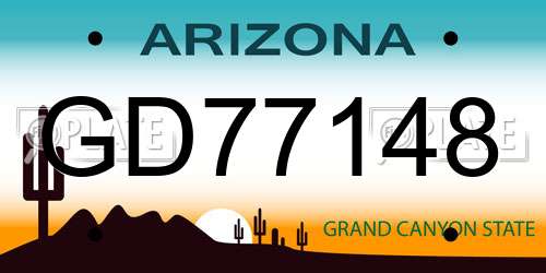GD77148 Arizona License Plate