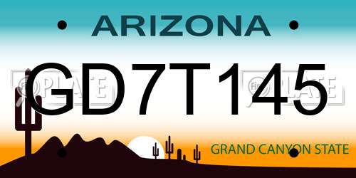 GD7T145 Arizona License Plate