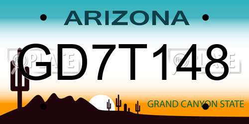 GD7T148 Arizona License Plate
