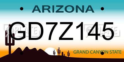 GD7Z145 Arizona License Plate