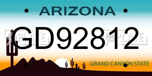 GD92812 Arizona License Plate