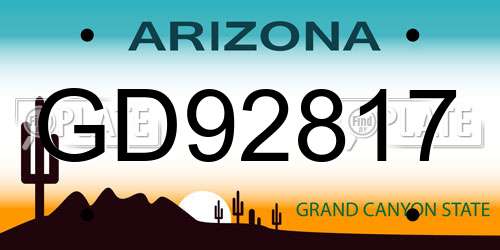 GD92817 Arizona License Plate