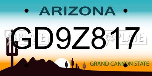 GD9Z817 Arizona License Plate