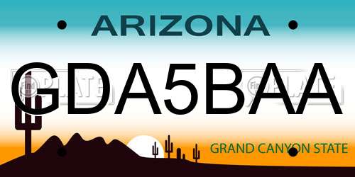 GDA5BAA Arizona License Plate
