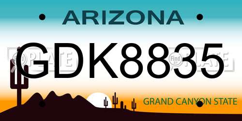 GDK8835 Arizona License Plate