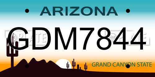 GDM7844 Arizona License Plate