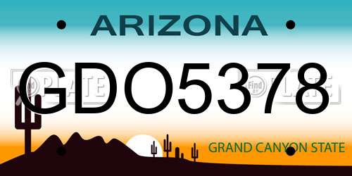 GDO5378 Arizona License Plate