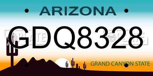 GDQ8328 Arizona License Plate
