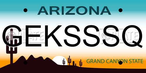 GEKSSSQ Arizona License Plate
