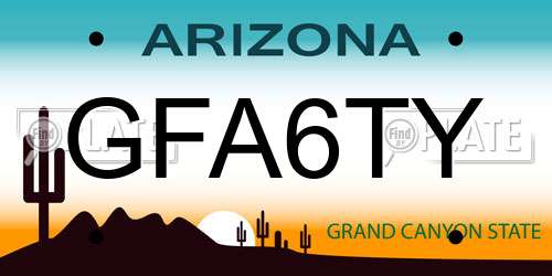 GFA6TY Arizona License Plate