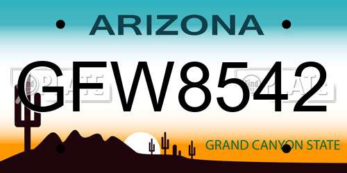 GFW8542 Arizona License Plate
