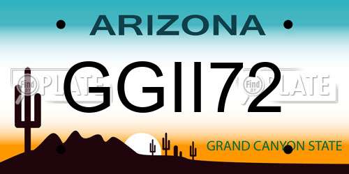 GGII72 Arizona License Plate