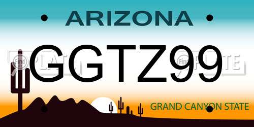 GGTZ99 Arizona License Plate