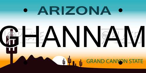 GHANNAM Arizona License Plate