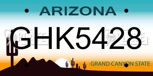 GHK5428 Arizona License Plate