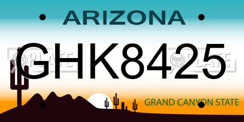 GHK8425 Arizona License Plate
