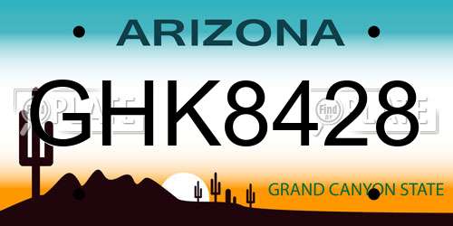 GHK8428 Arizona License Plate