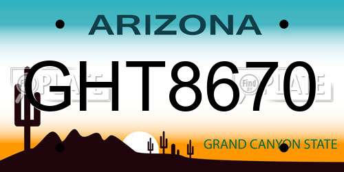 GHT8670 Arizona License Plate