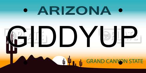 GIDDYUP Arizona License Plate