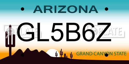 GL5B6Z Arizona License Plate
