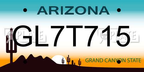 GL7T715 Arizona License Plate