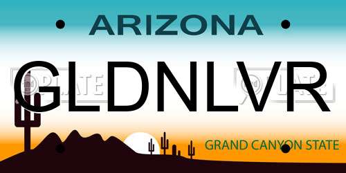 GLDNLVR Arizona License Plate