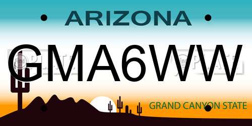 GMA6WW Arizona License Plate