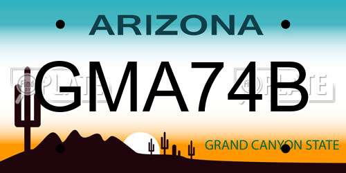 GMA74B Arizona License Plate