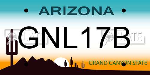 GNL17B Arizona License Plate