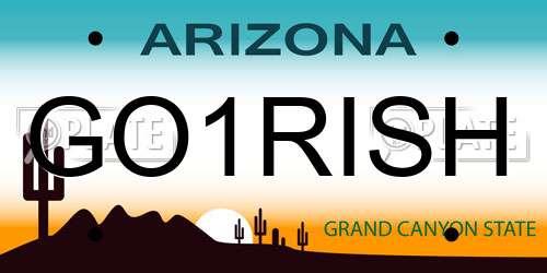 GO1RISH Arizona License Plate