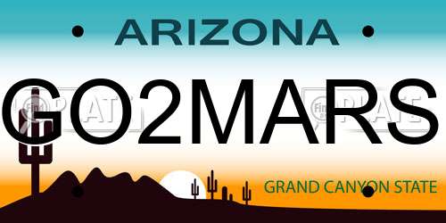 GO2MARS Arizona License Plate