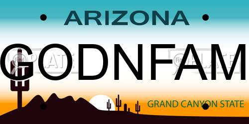 GODNFAM Arizona License Plate