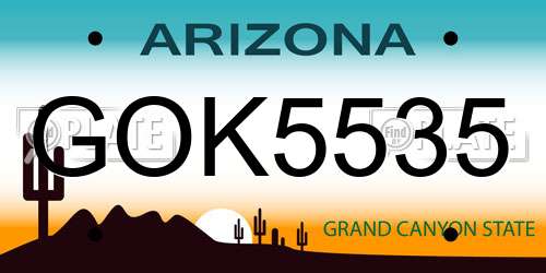 GOK5535 Arizona License Plate