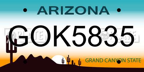 GOK5835 Arizona License Plate