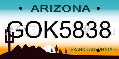 GOK5838 Arizona License Plate