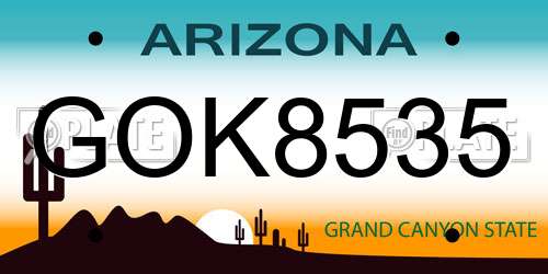 GOK8535 Arizona License Plate