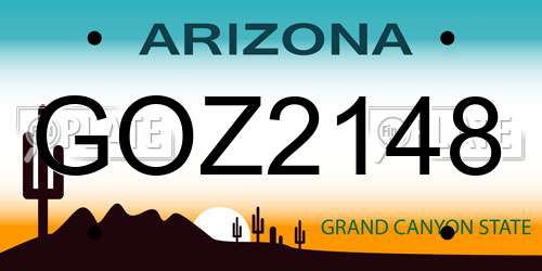 GOZ2148 Arizona License Plate