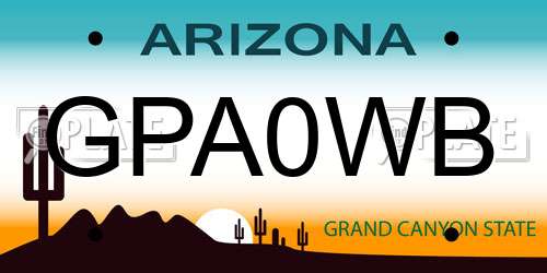 GPA0WB Arizona License Plate
