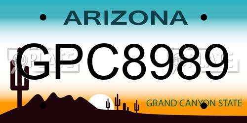 GPC8989 Arizona License Plate
