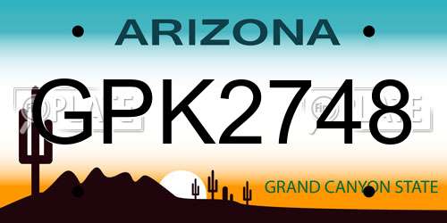 GPK2748 Arizona License Plate