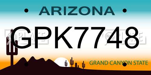 GPK7748 Arizona License Plate