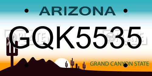 GQK5535 Arizona License Plate