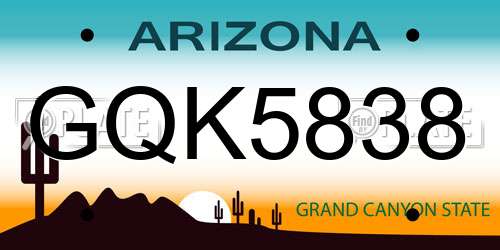 GQK5838 Arizona License Plate