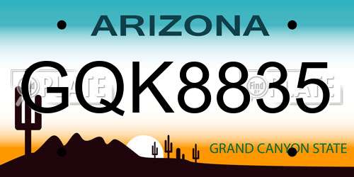 GQK8835 Arizona License Plate