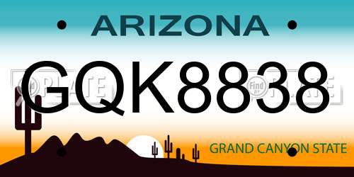 GQK8838 Arizona License Plate