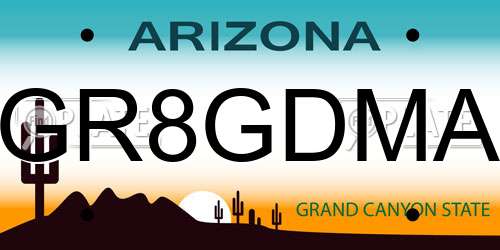 GR8GDMA Arizona License Plate