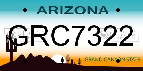 GRC7322 Arizona License Plate