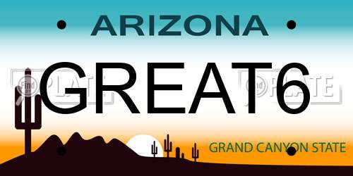 GREAT6 Arizona License Plate